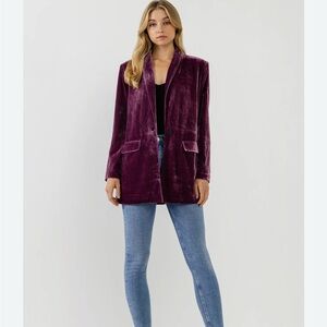NWT Endless Rose Purple Velvet Blazer Size M